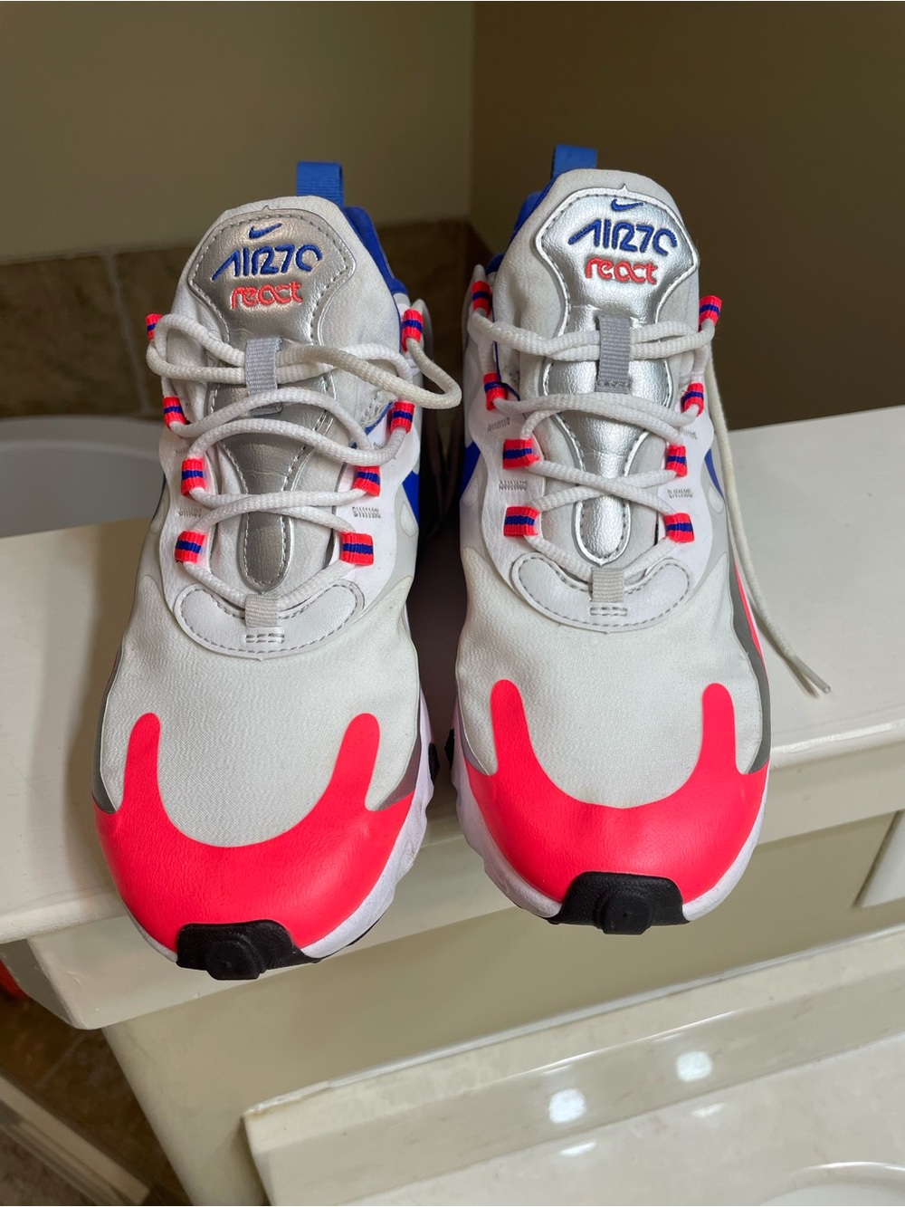 Nike Air Max 270 React - White, Blue, Hot Pink, Silver - Picture 2 of 4